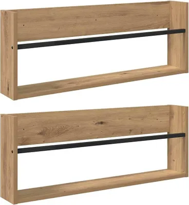 Obrázok produktu pre Regál na časopisy Nástenný 2 pcs Remeselný dub 80 x 12 x 30 cm