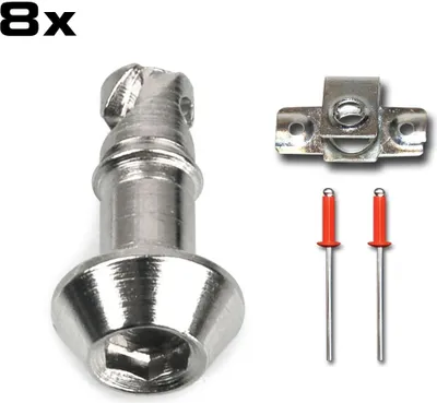 Produktbild von Schnellverschlüsse, Innensechskant,17 mm, Stahl, 8er Set, silber, Nietplatte