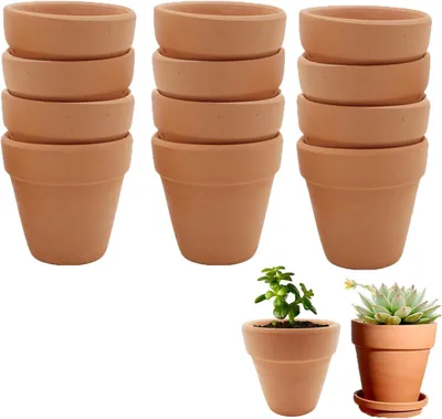 Productafbeelding van 12 Stuks TerracottaKlei Potten, Met Drainage Gat Terra Cotta Potten Sappige Cactus Kwekerij Pot, voor Diy Ambachtelijke Projecten