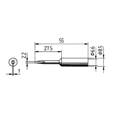Immagine prodotto di Punta per saldatore Ersa serie 0832, KD/a scalpello, allungata, 2,2 mm, 1 pezzo 0832KD/SB