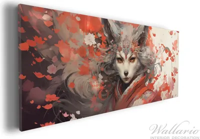 Produktbild von Wallario Premium Leinwandbild Mystischer Fuchsgeist in Größe 30 x 75 cm