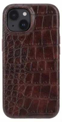 Productafbeelding van Selencia Croco Backcover met MagSafe voor de Apple iPhone 14 / 13 - Choco Brown, AI-gegenereerde afbeelding