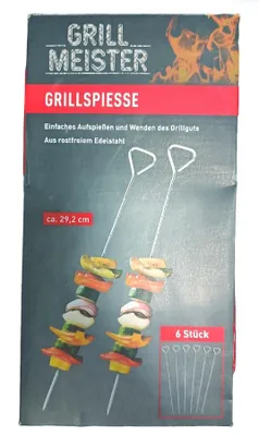 Produktbild von GRILLMEISTER 6 x GRILLSPIEßE AUS ROSTFREIEM EDELSTAHL