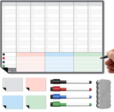 Magnetischer Wochenplaner A3 mit 4 MagNotes, Stiften & Radierer