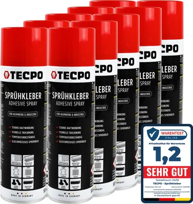 Produktbild von TECPO 10x Sprühkleber, 500ml Industriekleber, Kontaktkleber Alleskleber