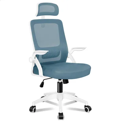 Produktbild von ALFORDSON Büro-Schreibtischstuhl, ergonomisch für Heimbüro, Computer-Netzstuhl mit dynamischer Lordosenstütze, Kopfstütze, Weiß