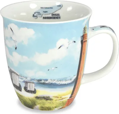 Produktbild von Kaffeebecher Insel Norderney, Kaffeetasse Tassen Teetassen Henkelbecher Nordsee Leuchtturm