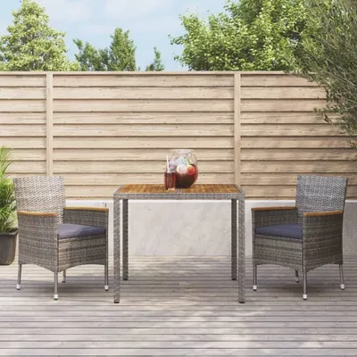 Productafbeelding van Maison Exclusive - 3-delige tuinset met kussens, grijs, van polyrotan