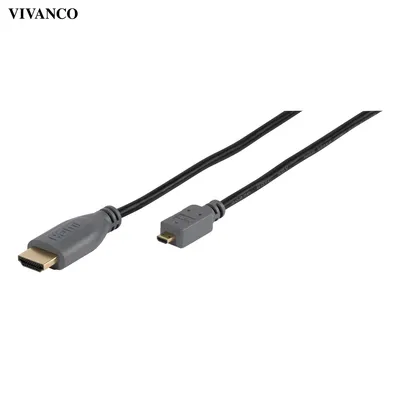 Produktbild von ViVanco™47/13 15G, 1,5 m, HDMI Typ A (Standard), HDMI Typ D (Mikrofon), 3D, 10,2 Gbit/s, Schwarz, Grau
