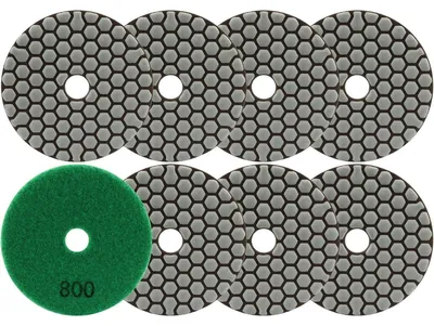 Zdjęcie produktu dla Diamentowe tarcze polerskie, 8 sztuk, średnica 100 mm, ziarno 800, do polerowania granitu, marmuru, kompozytu mineralnego i kwarcytu