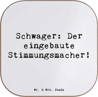 Produktbild von Mr. & Mrs. Panda Personalisierter Bierdeckel Schwager Stimmungsmacher - Weiß - Geschenk, Personalisiert, untersetzer, Geschenke, Verwandtschaft, Familienmitglieder, Humor