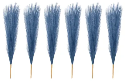 Künstliches Pampasgras 43 cm, 6 Stück, Pfauenblau, Boho-Deko