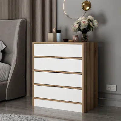 Produktbild von Lallio - Kommode, 70x40x80cm Weiß, 4 Schubladen
