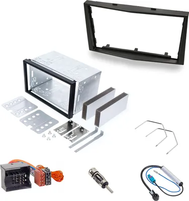 Produktbild von Audioproject A453 - Autoradio Radioblende SET Doppel DIN für OPEL Corsa D Astra H Zafira B Tigra Antara Vivaro 2-DIN Metall Einbauschacht Radioadapter Antennenadapter Piano Schwarz