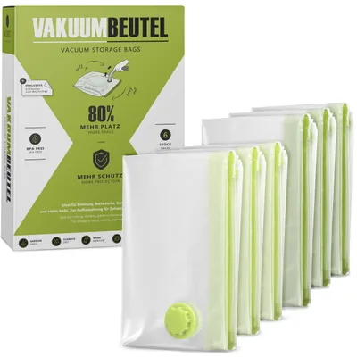 Produktbild von NORDIC® - Vakuumbeutel für Kleidung - 6 Stück in 60x40cm + 70x50cm – BPA Frei - Vakuumbeutel klein - Vacuum Bags for Clothing – Vakuumierbeutel