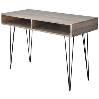 Image de vidaXL Bureau avec 2 compartiments Gris