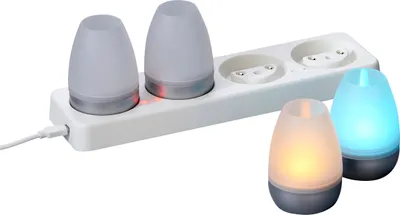 Produktbild von LED Akku Lounge Lights mit Touchsensor Kabellos IP44 RGBW Flackereffekt mit Ladestation Silber Matt