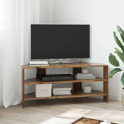 Obrázek produktu pro Maison Exclusive – Rohová televizní skříňka, rozměry 102 x 40,5 x 45 cm, materiál: recyklované dřevo a dřevovláknité desky