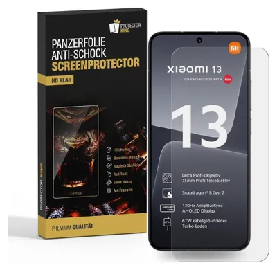 Produktbild von 2x Panzerfolie für Xiaomi 13 Displayschutz Schutzfolie KLAR ANTI-SHOCK/ ANTI-KRATZ/ ANTI-BRUCH/ ANTI-SCHMUTZ