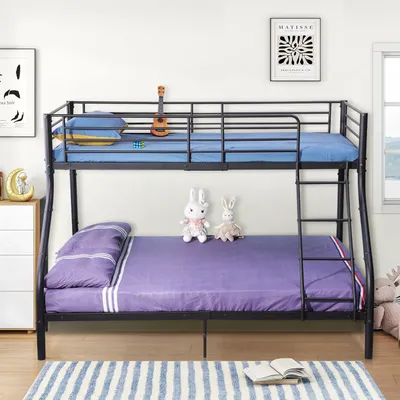 Produktbild von H.J WeDoo Etagenbett 90/140x200cm | Stabiler Leiter mit Rausfallschutz | Hochbett mit Lattenrost für Kinder/Jugendliche | Kinderzimmerbett Schwarz