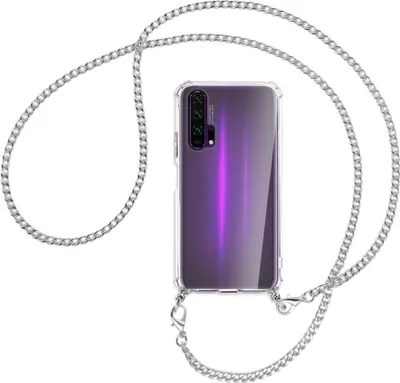 Produktbild von Handykette Backcover-Schutzhülle mit Band (Metall silberfarben) für Honor 20 Pro - silberfarbene Kette