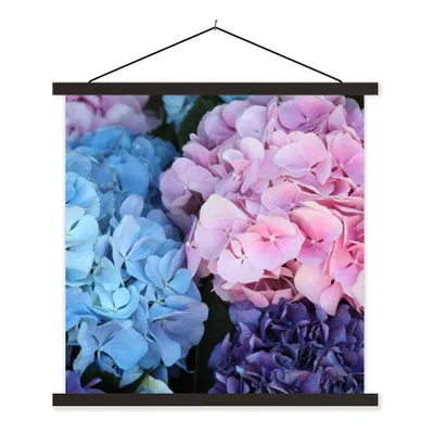 Produktbild von MuchoWow® Textilposter Blumen - Strauch - Hortensie - Botanisch 90x90 cm mit schwarzem Rahmen - Magnetisches