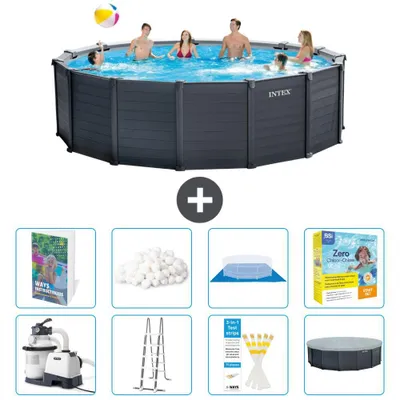 Produktbild von Graphite Panel Pool Rund - 478x124 cm - 9-teilig  S597