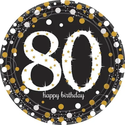 Produktbild von 80. Geburtstag gold 8 glitzer Teller