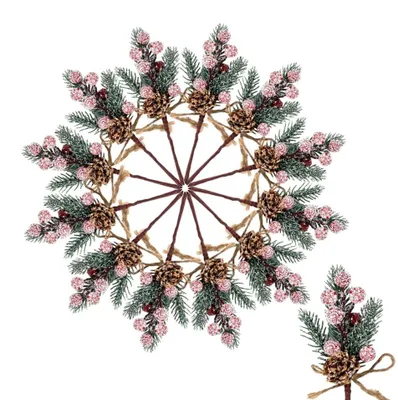 Image de Solidchoice - 12 branches décoratives avec des baies rouges, idéales pour la décoration de Noël