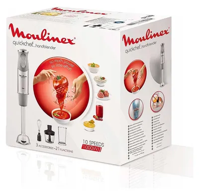 Obrázok produktu pre Moulinex Quickchef, Ponorný mixér, 0,8 L, Pulzný spínač, 1000 W, Šedá, Nerezová oceľ