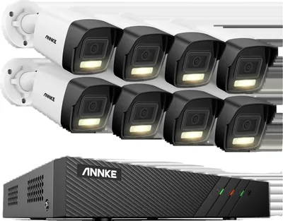 Imagen del producto de Sistema de cámaras de seguridad IP, resolución HD de 6 megapíxeles, tecnología de doble luz inteligente, kit de 8 cámaras (8CH). No disponible
