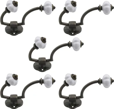 Produktbild von 5 antike Wandhaken, einfache Kleiderbügel, Retro-Garderobe, Mützendekorationen, rustikale Wandhaken, dekorative Retro-Haken, Schlüsselhaken