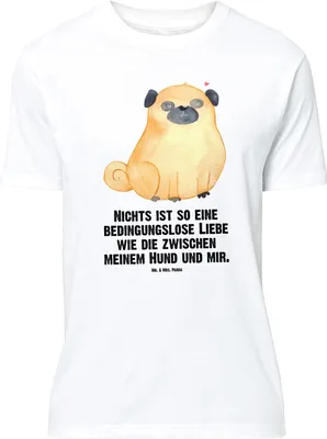 Produktbild von Mr. & Mrs. Panda Größe L T-Shirt Mops - Weiß - Geschenk, Shirt, Knuffig, Pure Liebe, Sprüche, Hund, mit Spruch, Tshirt
