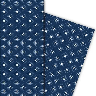 Produktbild von Klein gemustertes Indigo Geschenkpapier mit Rauten - G8365, 32 x 48cm