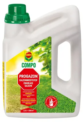 Produktbild von Compo Rasendünger 2,5l für 250m² - Progazon - flüssig - Flüssige Formel - Indirekte Wirkung gegen Unkraut & Moos - Einfache Dosierung dank praktischem Verschluss