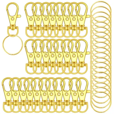 Productafbeelding van 120 hoogwaardige karabiners met draaimechanisme, sleutelringen en metalen sleutelhouders