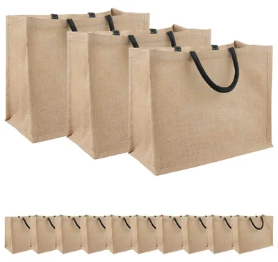 Obrázok produktu pre Jutové tašky 50 Prírodná a čierna 42 x 33 x 19 cm