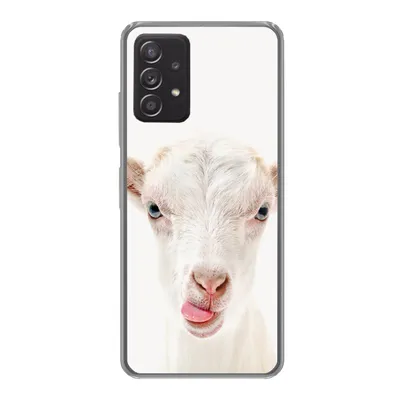 Produktbild von MuchoWow® Handyhülle Schutzhülle Hülle für Samsung galaxy a73 Ziege - Porträt - Junge - Mädchen - Kinder - Weiß Silikon Softcase Handy Hülle - Handyhülle