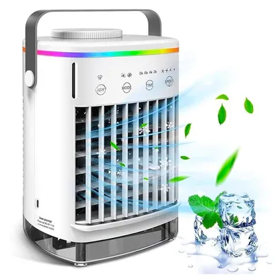 Produktbild von Luftkühler Mini Klimaanlage 700ml, 3in1 Air Cooler, 4 Stufen, 3 Modi, mit Befeuchtung, Timer 2-8h, leise, für Büro & Zuhause