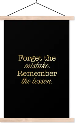 Produktbild von MuchoWow® Textilposter Zitate - Leben - Schwarz - Gold 120x180 cm mit holzfarbenen Rahmen - Textil-Plakat