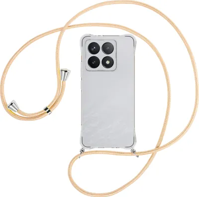 Produktbild von Handykette Backcover-Schutzhülle mit Band (Metall silberfarben) für Xiaomi 14T 5G - Goldkordel
