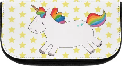 Produktbild von Mr. & Mrs. Panda kosmetiktäschchen Einhorn Happy - Weiß - Geschenk, Unicorn, Make-up Täschchen, kulturtäschchen, Kulturbeutel, kosmetiktasche klein, Organizer, Einhörner