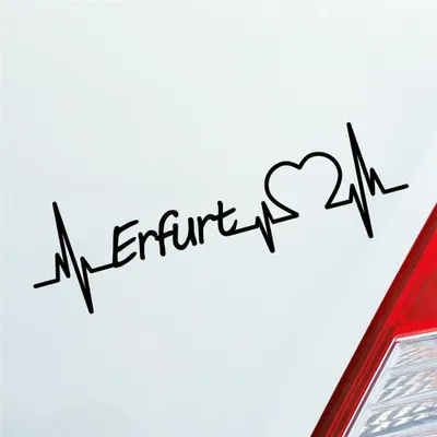 Produktbild von Auto Aufkleber Erfurt Herz Herzschlag 19x6 cm Schwarz Matt Sticker Heckscheibenaufkleber