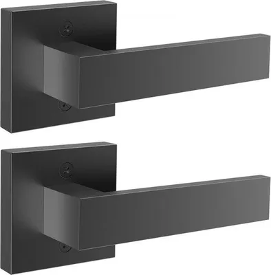Obrázek produktu pro 145 x 145 mm kovová dekorativní klika, dvoudílná, černá, pro koupelnové dveře