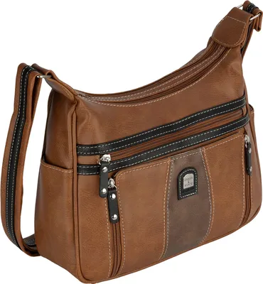 Produktbild von Damen Tasche Schultertasche Umhängetasche Leder Optik Handtasche  COGNAC-BRAUN (15163)
