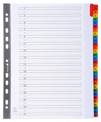 Image de Exacompta Intercalaire 4131E DIN A4 Maxi 31 onglets 1-31 Blanc Carton 160g/qm