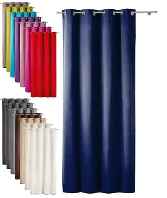 Verdunkelungsvorhang mit Ösen, Polyester, 140x260 cm, Marineblau