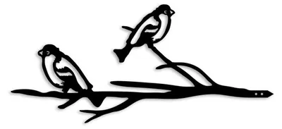 Image de Objet décoratif de jardin Oiseaux sur branche en métal noir - 45 × 20 cm - Peint à la main