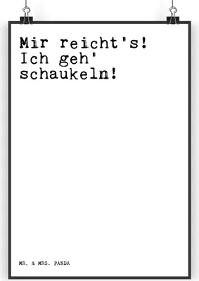 Produktbild von Mr. & Mrs. Panda Bild Mir reicht's! Ich geh'... DIN A3 - Weiß - Geschenk, witzig, Wanddekoration, Kunstdruck, Sprüche, drucke, süß, Plakat, Schaukeln, Kind, wanddeko