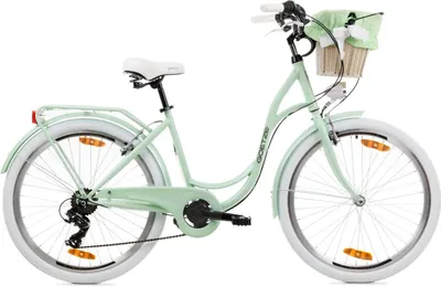 Produktbild von Goetze Mood 26 Zoll City Bike, 17 Zoll Tiefeinsteiger, 6-Gang Shimano Tourney, V-Bremse, LED-Beleuchtung, Gepäckträger, Korb mit Bezug